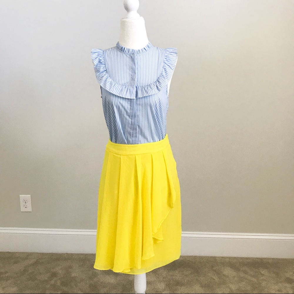 Spring wardrobe! H&M Sleeve-less Baby Blue Ruffled Shirt
